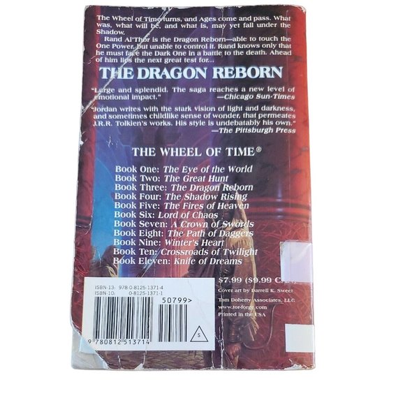 Wheel Of Time #3 The Dragon Reborn Robert Jordan Mass Market Paperback 1st Ed. - Picture 2 of 9